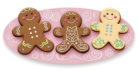 A clipart of three traditional Russian matryoshka doll cookies