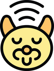Cartoon cat face showing tongue is enjoying good wifi signal