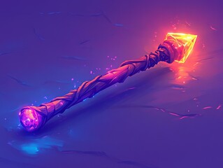 Magical Staff Illustration, Fantasy Artwork, Digital Painting