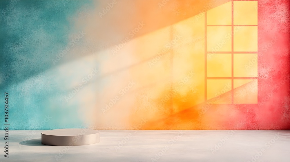 Poster stylish 3d studio room with a sleek industrial background an empty floor and wall and a product podi