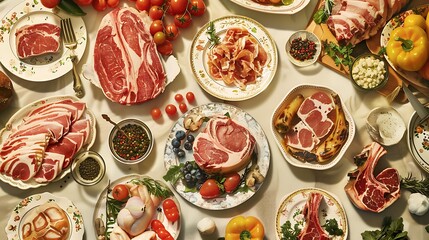 A panoramic banner featuring a variety of meats