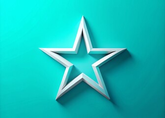Fototapeta premium Minimalist Star Illustration on Cyan Background for Modern Decor