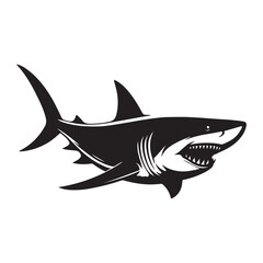 Shark  silhouette vector  black color white background 