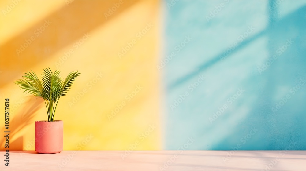 Aufkleber efflorescent 3d studio scene with diverse hues minimalist floor and wall hosting product display int