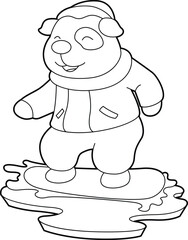 Dog Snowboard Winter sports Animal Vector Graphic Art Illustration