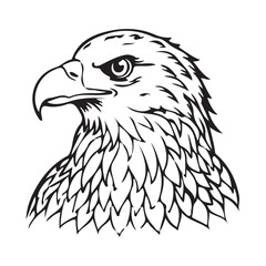 Silhouette vector style Bald Eagle with white background 