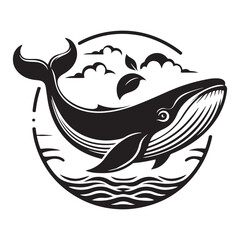 Whale fish silhouette vector  black color white background 