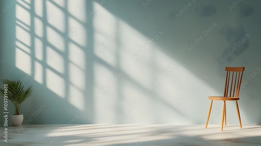 Poster luminous 3d studio space with a chrome backdrop sparse floor and wall and a product platform the lig