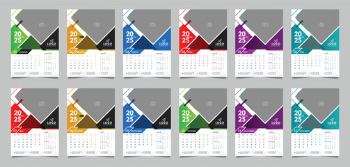 2025 Wall Calendar Printable Design Corporate Business Schedule Planner