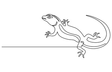 A continuous line drawing of a lizard, One single line drawing of adorable desert lizard reptile for company logo identity. Funny animal mascot concept for reptilian zoo. Lizard one line continuous.