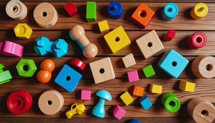 Flat lay of children's toys