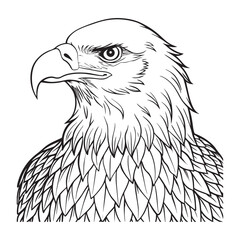 Silhouette vector style Bald Eagle with white background 