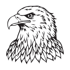 Silhouette vector style Bald Eagle with white background 