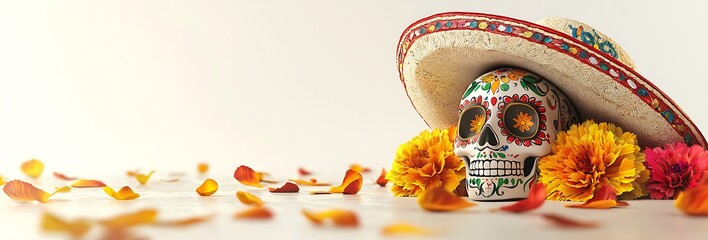 A white day of the dead theme blank banner for advertising