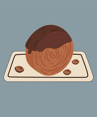 Flat Design Illustration with Croissant Roll at Chocolate Taste
