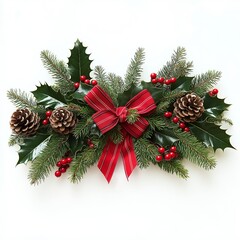 Border from holly and christmas tree.