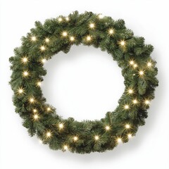 Christmas wreath made of fir tree and cones isolated on white. Christmas decorations