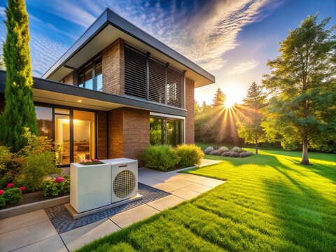 Modern Home with Air-Water Heat Pump System for Energy Efficiency and Sustainable Living