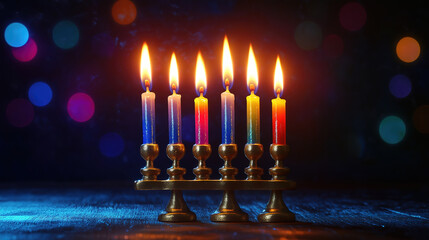 The second night of Hanukkah featuring two glowing lights in the menorah celebrating the Festival of Lights