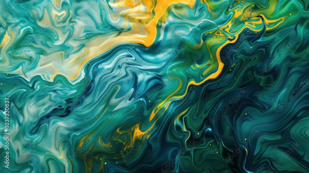 Sticker Abstract Swirling Green and Gold