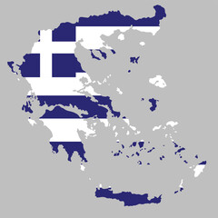 Obraz premium Greece map with in flag