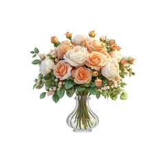 Fototapeta premium Peach and Cream Roses in a Glass Vase