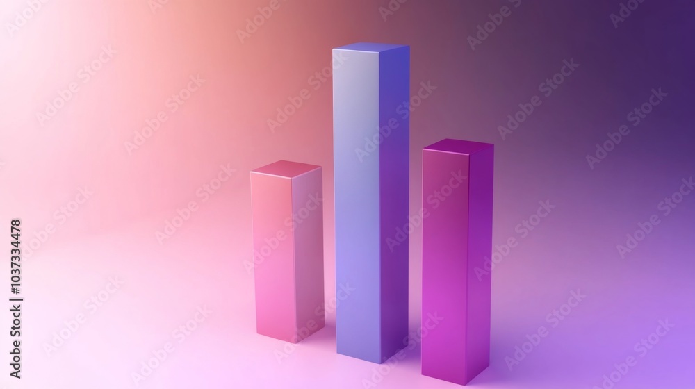 Poster abstract 3d bar graph in soft color gradient background