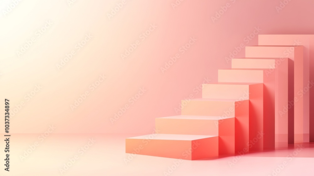 Aufkleber Abstract Steps in Soft Pink Color Palette