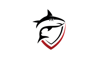 a graphic image with a shark shield theme, on a white background. vector graphic base.