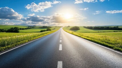 Fototapeta premium Empty Road Leading Towards the Horizon