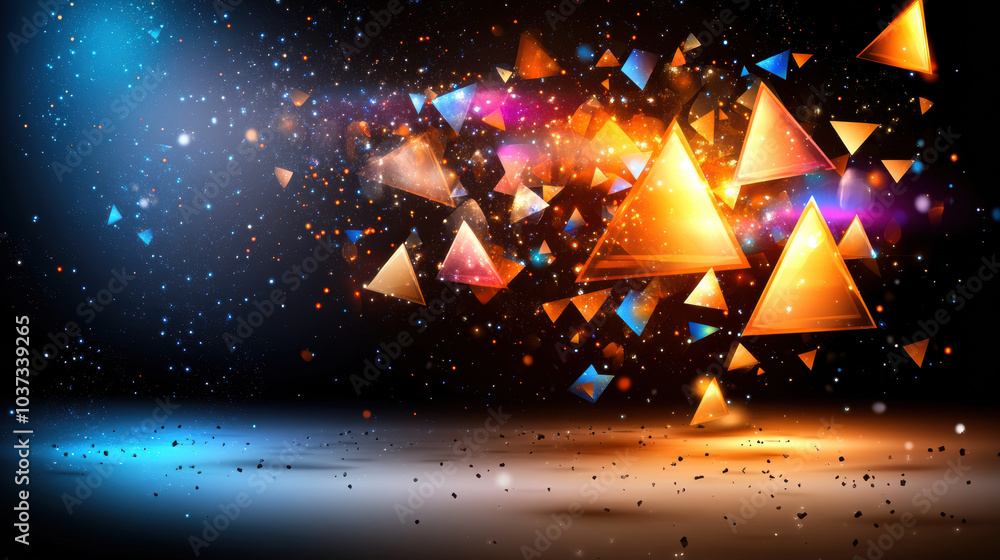 Poster dynamic triangles with gradient lighting create vibrant visual effect