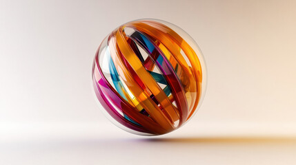 Minimalistic 3D vector sphere with vibrant sliced sections, showcasing elegance and creativity