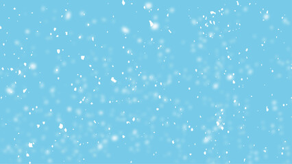 Realistic falling snow on sky blue background vector. Isolated falling snow auto trace effect.