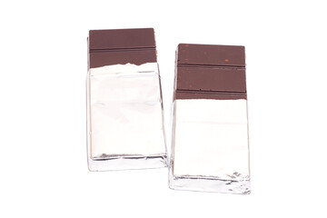 chocolate with foil isolated on white background