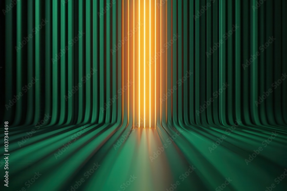Poster abstract representation of a business transitioning through digital transformation, with glowing lin