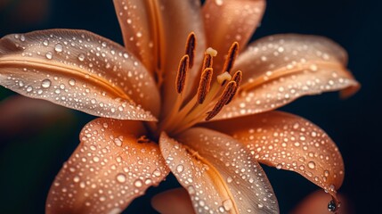 Fototapeta premium Elegant Flower with Raindrops on Petals