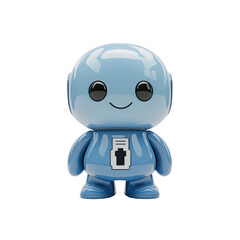 Cute Blue Robot Toy with Big Eyes and a Smile