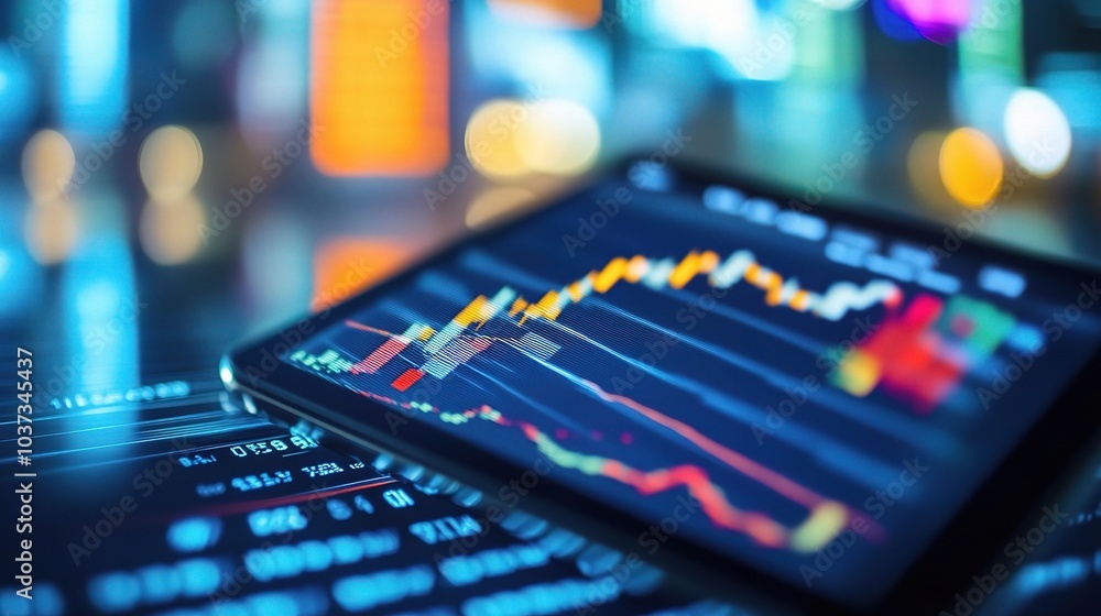 Aufkleber digital financial data analysis on tablet display