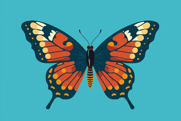 Obraz premium Colorful monarch butterfly illustration on teal background