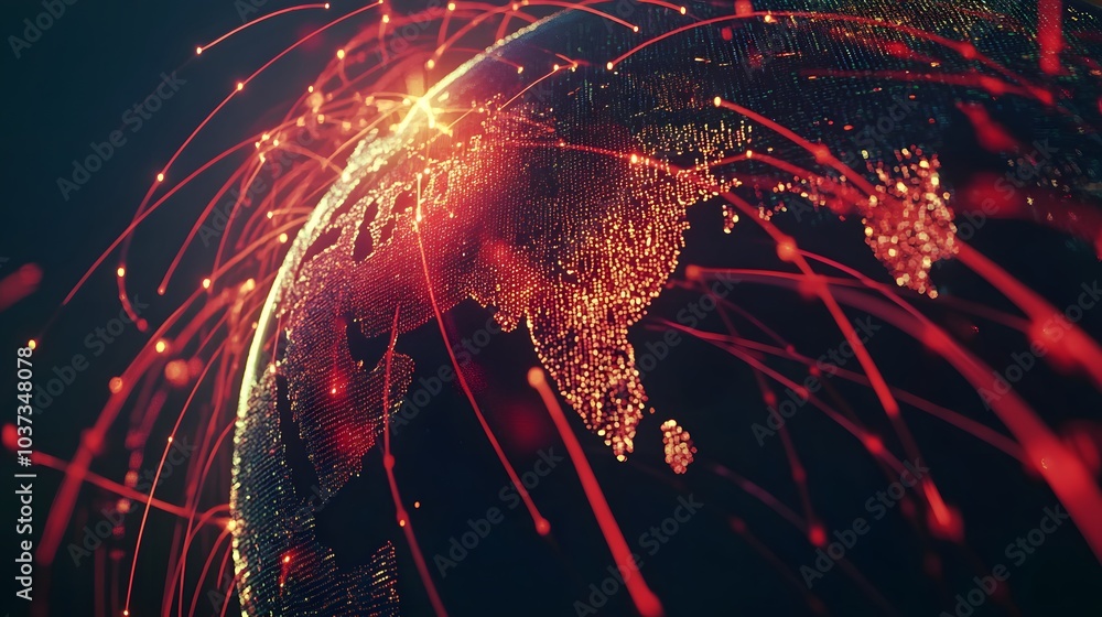 Aufkleber a glowing depiction of earth with vibrant, digital connections, symbolizing global networking and te