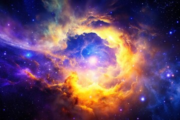 Obraz premium Purple gas nebulae in space and sparkling stars