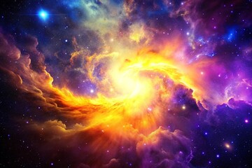 Purple gas nebulae in space and sparkling stars