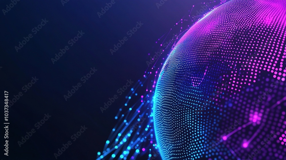 Poster abstract digital globe with vibrant color patterns