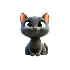 Cute Cartoon Cat with Big Eyes and a Smile