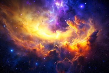 Fototapeta premium Purple gas nebulae in space and sparkling stars