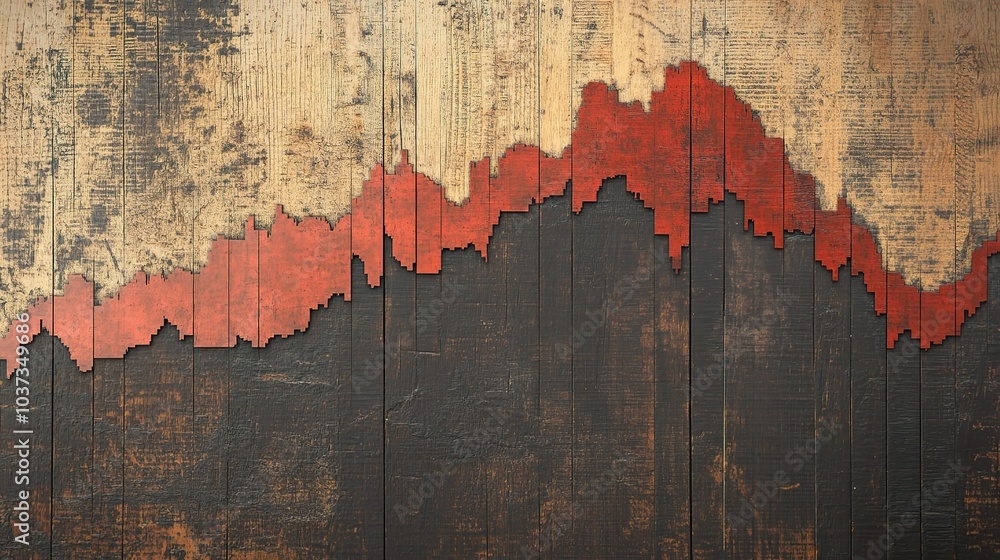 Poster abstract graph pattern on wooden surface