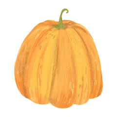 Vegetable pumpkin. Vector. Autumn pumpkin symbol for Halloween or Thanksgiving. Flat design. Orange pumpkin silhouette on white background.