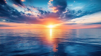 Obraz premium Serene Sunset Over Calm Ocean Waters