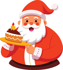 Santa's Sweet Surprise: Jolly Santa Claus beams with delight, presenting a delectable chocolate cake, perfect for festive celebrations and holiday greetings. 