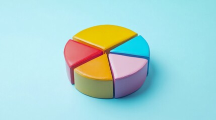 Obraz premium Colorful pie chart on blue background for education